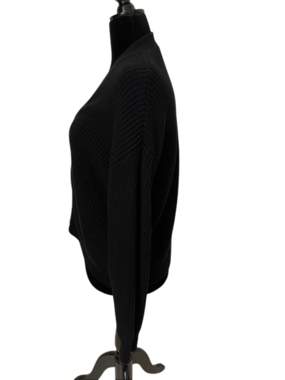 Quince Fisherman Boxy Cropped Cardigan Women's Small Black 100% Organic Cotton - Picture 5 of 14